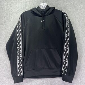 Nike Hoodie Womens XS Black Center Swoosh Tape Pullover Sweatshirt Athletic